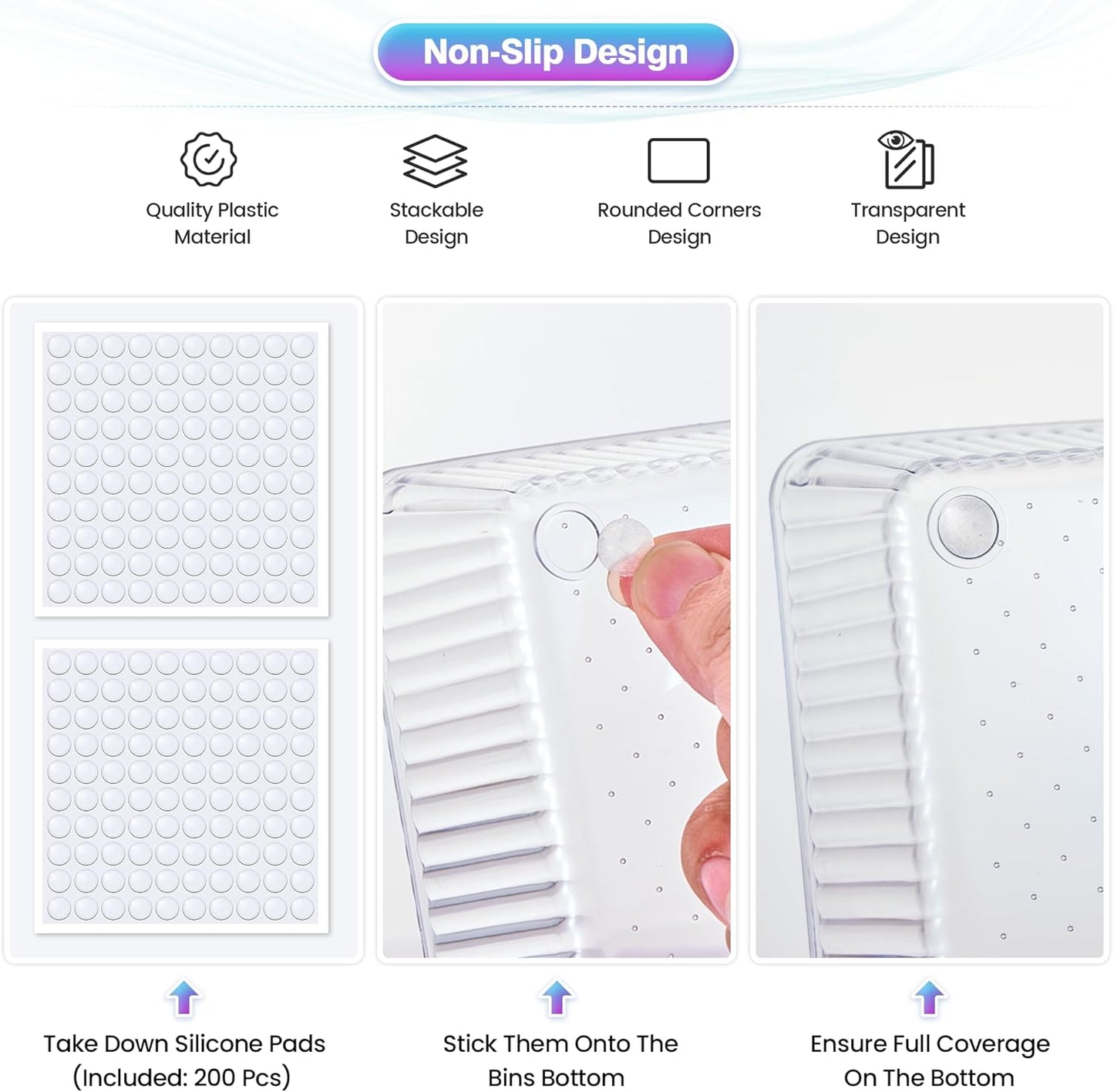 15 PCS Clear Plastic Drawer Organizer Set - 4 Sizes Makeup Organizer Desk Drawer Divider Bathroom