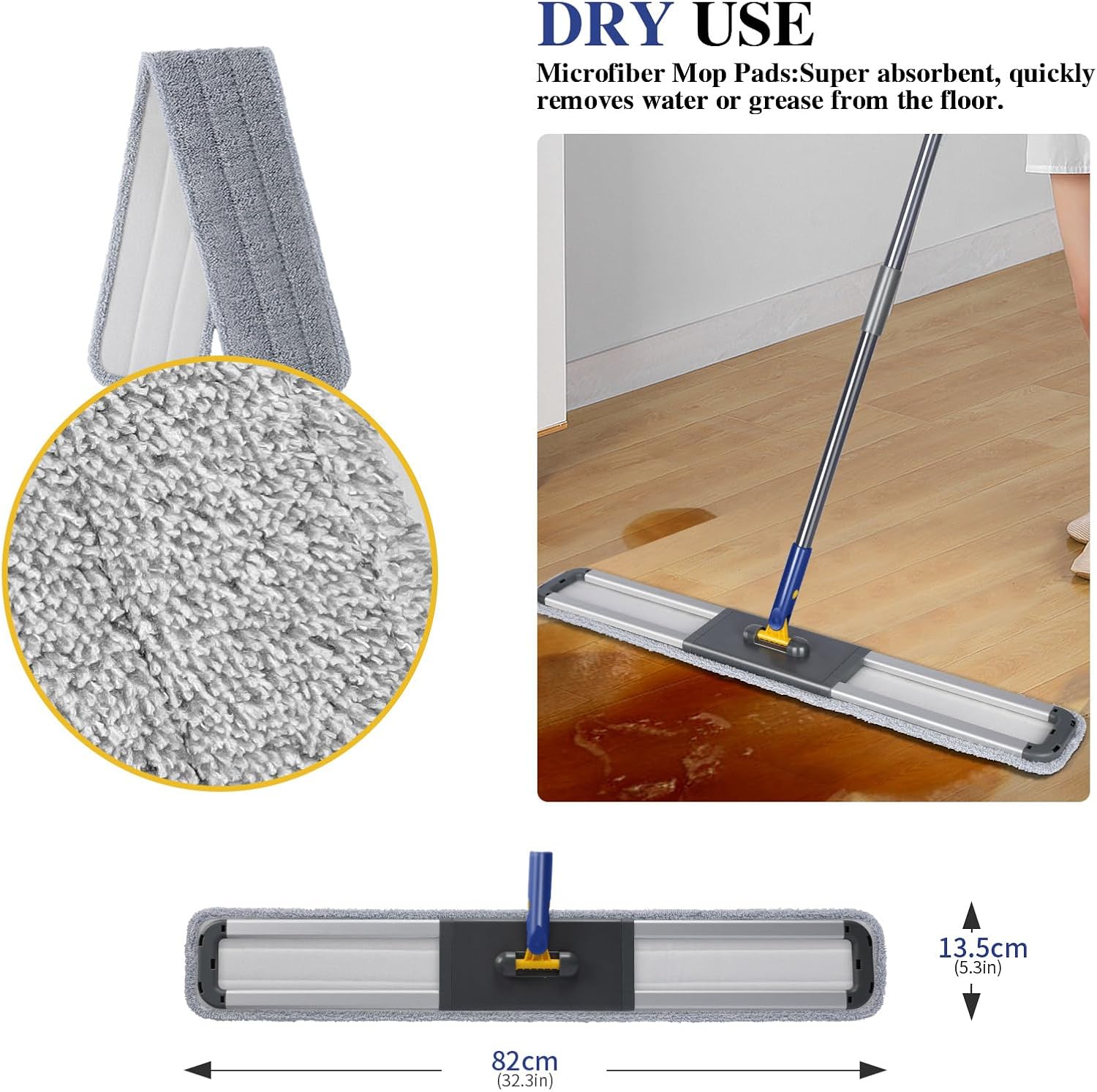 36" Commercial Mop for Floor Cleaning, Masthome Heavy Duty Industrial Mop with 3 Pads, Professional