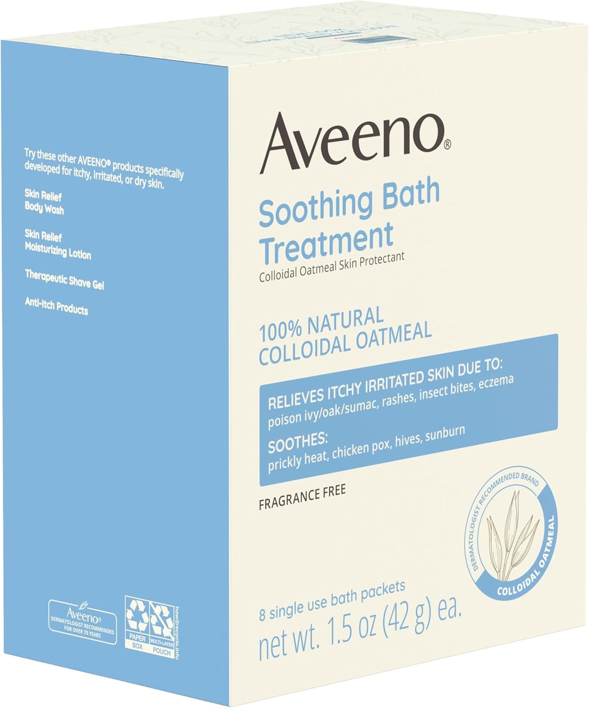 Aveeno Fragrance-Free Soothing Bath Treatment & Soak for Soothing Relief, 100% Natural Colloidal
