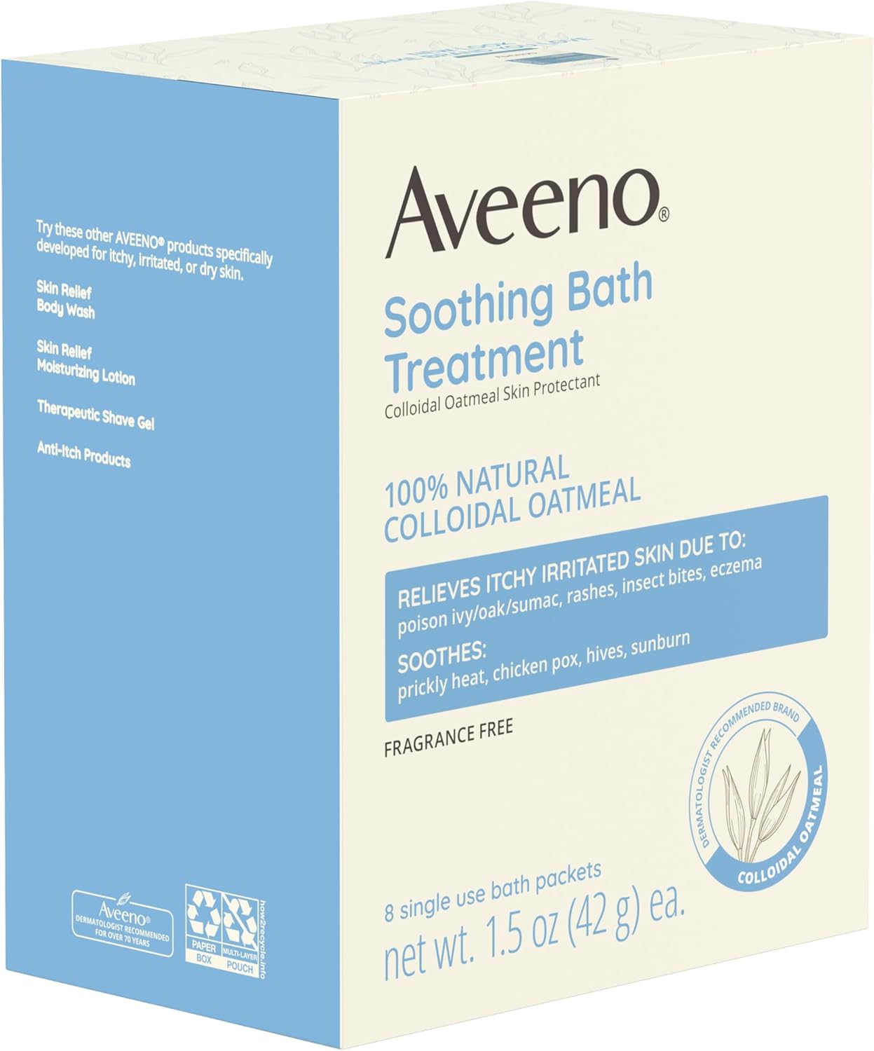 Aveeno Fragrance-Free Soothing Bath Treatment & Soak for Soothing Relief, 100% Natural Colloidal