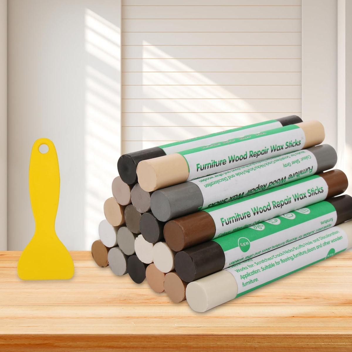 Furniture Markers Touch Up, 20 Colors Wood Filler Sticks, Wood Wax Crayons for Repairing Scratches