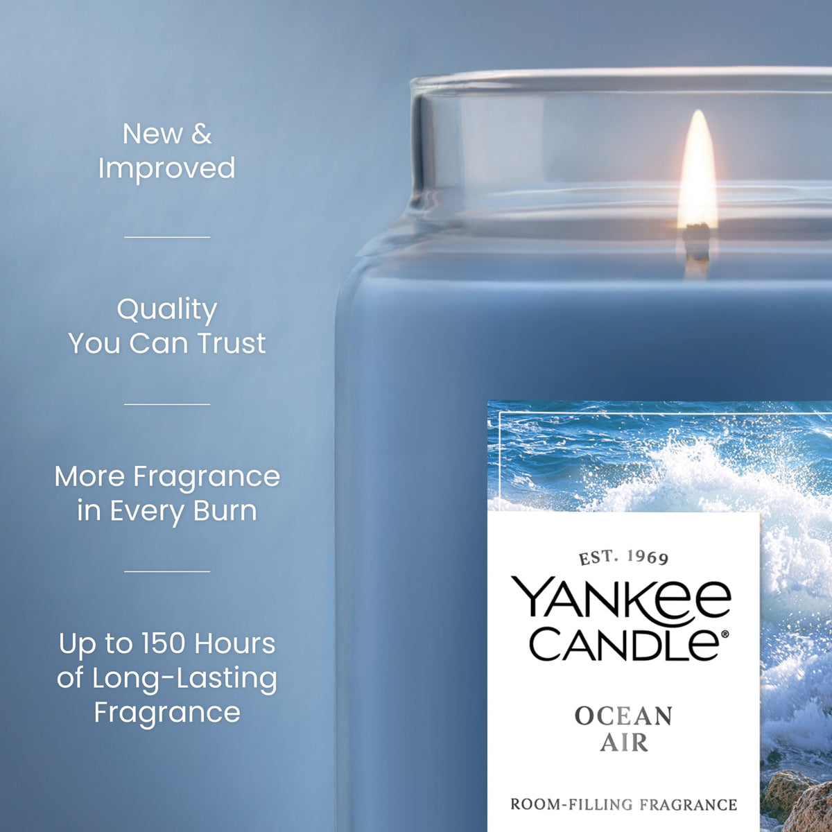 Yankee Candle Ocean Air Scented Candle, 22oz Large Jar with up to 150 Hour Burn Time, Giftable