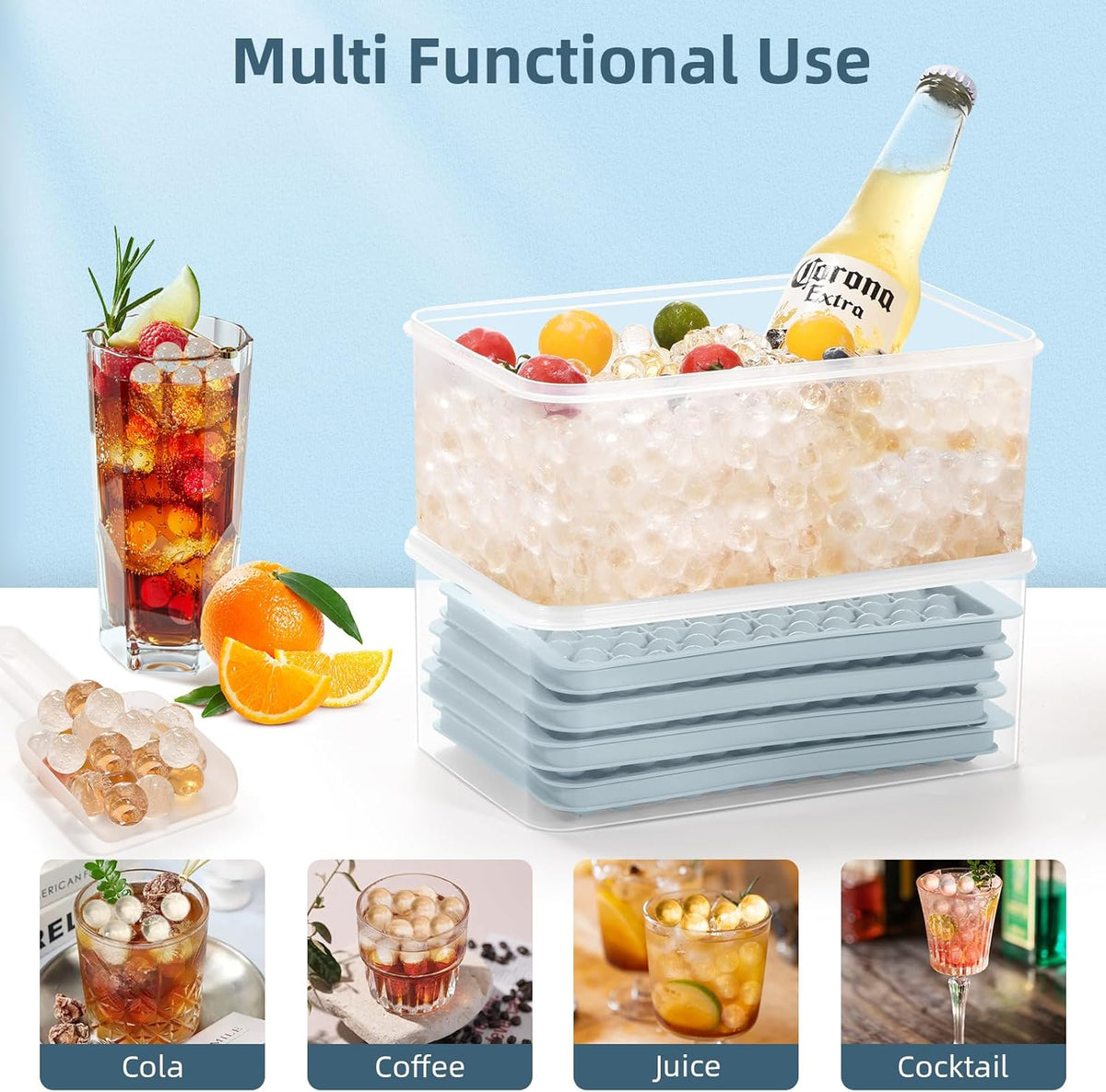 WIBIMEN Mini Ice Cube Trays, Small Tiny Round Pebble Crushed Nugget Ice Trays for Freezer with Lid