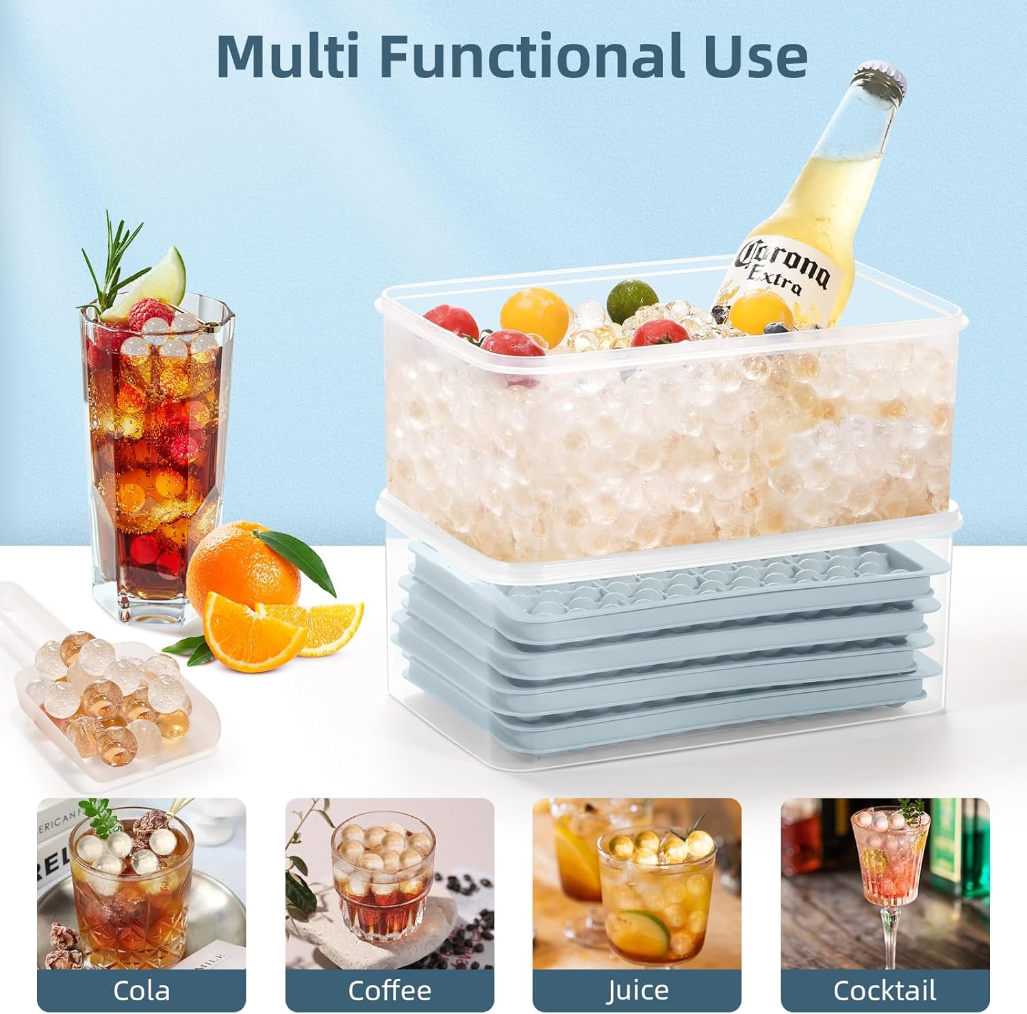 WIBIMEN Mini Ice Cube Trays, Small Tiny Round Pebble Crushed Nugget Ice Trays for Freezer with Lid