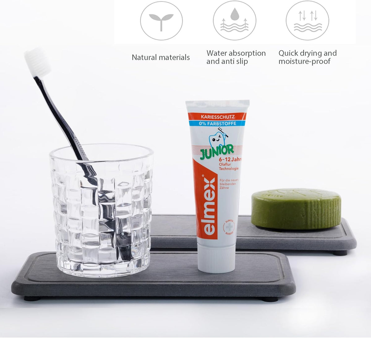 2 Pcs Water Absorbing Stone Trays, Kitchen/Bathroom Sink Soap Dish, Diatomite Tray Used for Hand