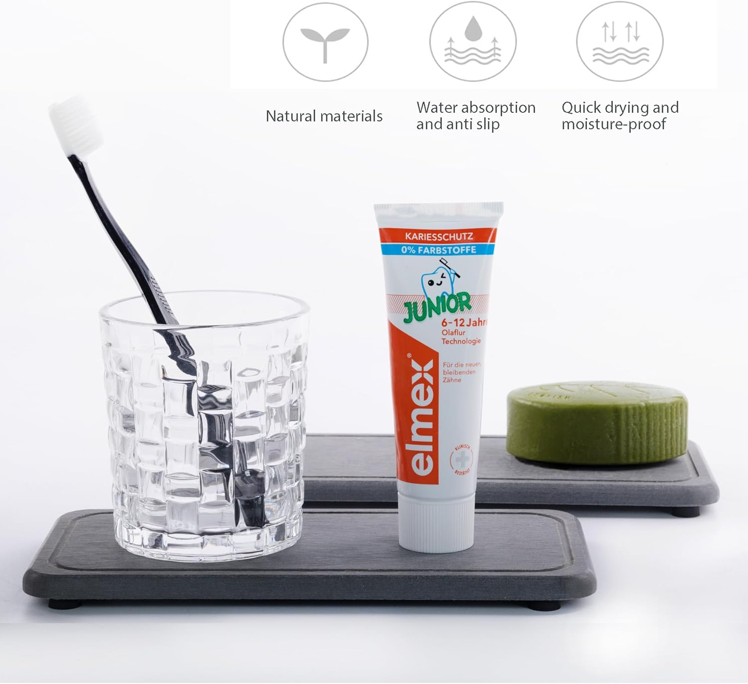 2 Pcs Water Absorbing Stone Trays, Kitchen/Bathroom Sink Soap Dish, Diatomite Tray Used for Hand