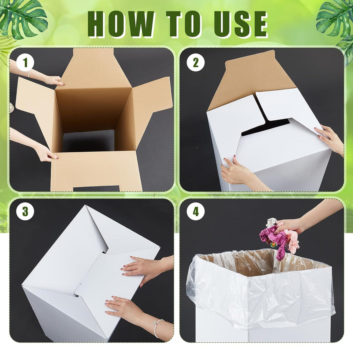 10 Pack 20 Gallon Corrugated Cardboard Trash Cans Bulk for Events Parties Disposable and Reusable