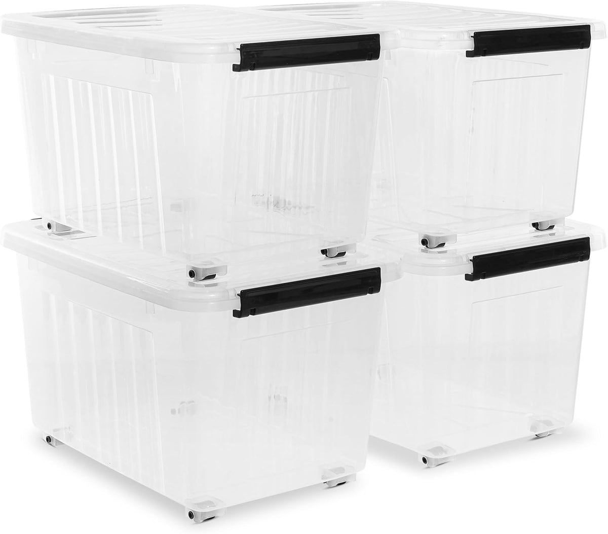 Citylife 54 QT Clear Plastic Storage Bins with Lids Stackable and Nestable Storage Boxes with Lids