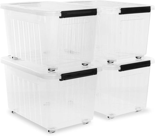 Citylife 54 QT Clear Plastic Storage Bins with Lids Stackable and Nestable Storage Boxes with Lids