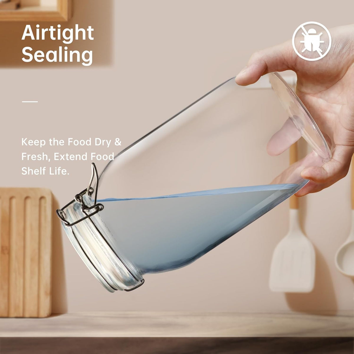 32 oz Wide Mouth Glass Jars with Airtigh Lids, 4 Pack Glass Pickling Jars for Canning, Fermenting