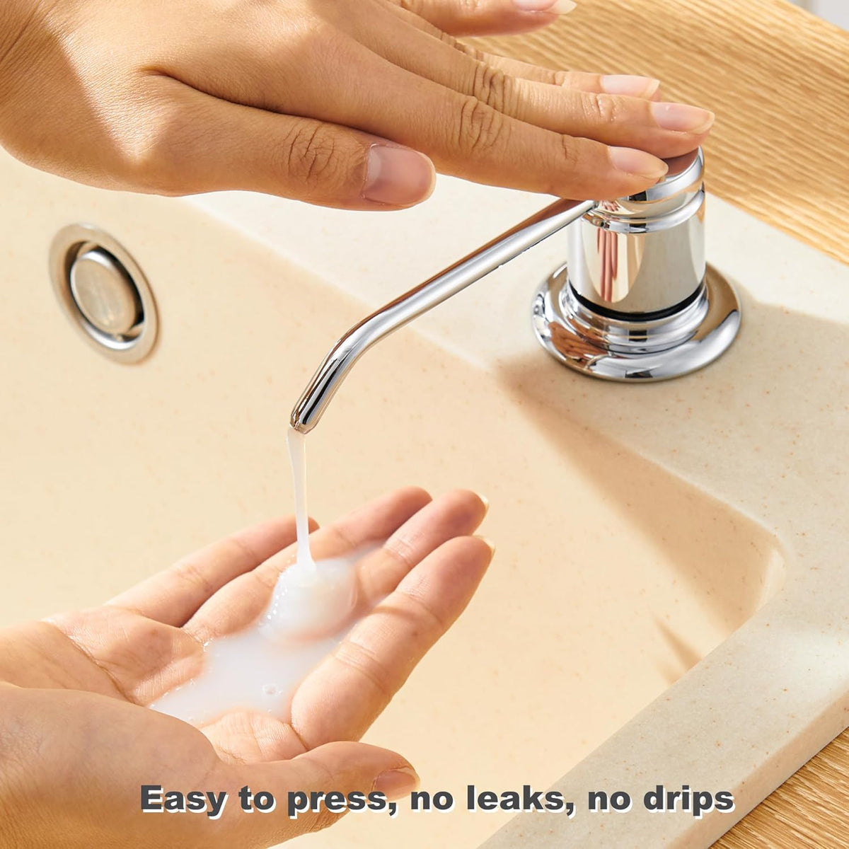 Gagal Soap Dispenser (Chrome) and Extension Tube Kit for Kitchen Sink, Complete Brass Pump with 40"