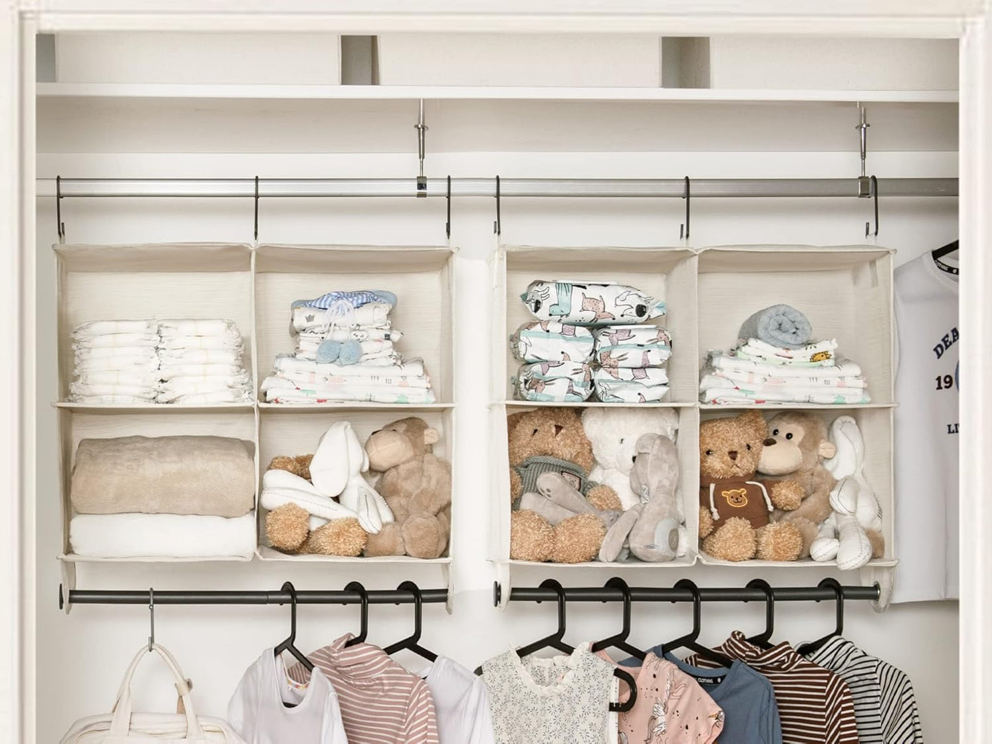 StorageWorks Hanging Closet Organizer with Metal Rod, 4-Section Closet Organizers and Storage
