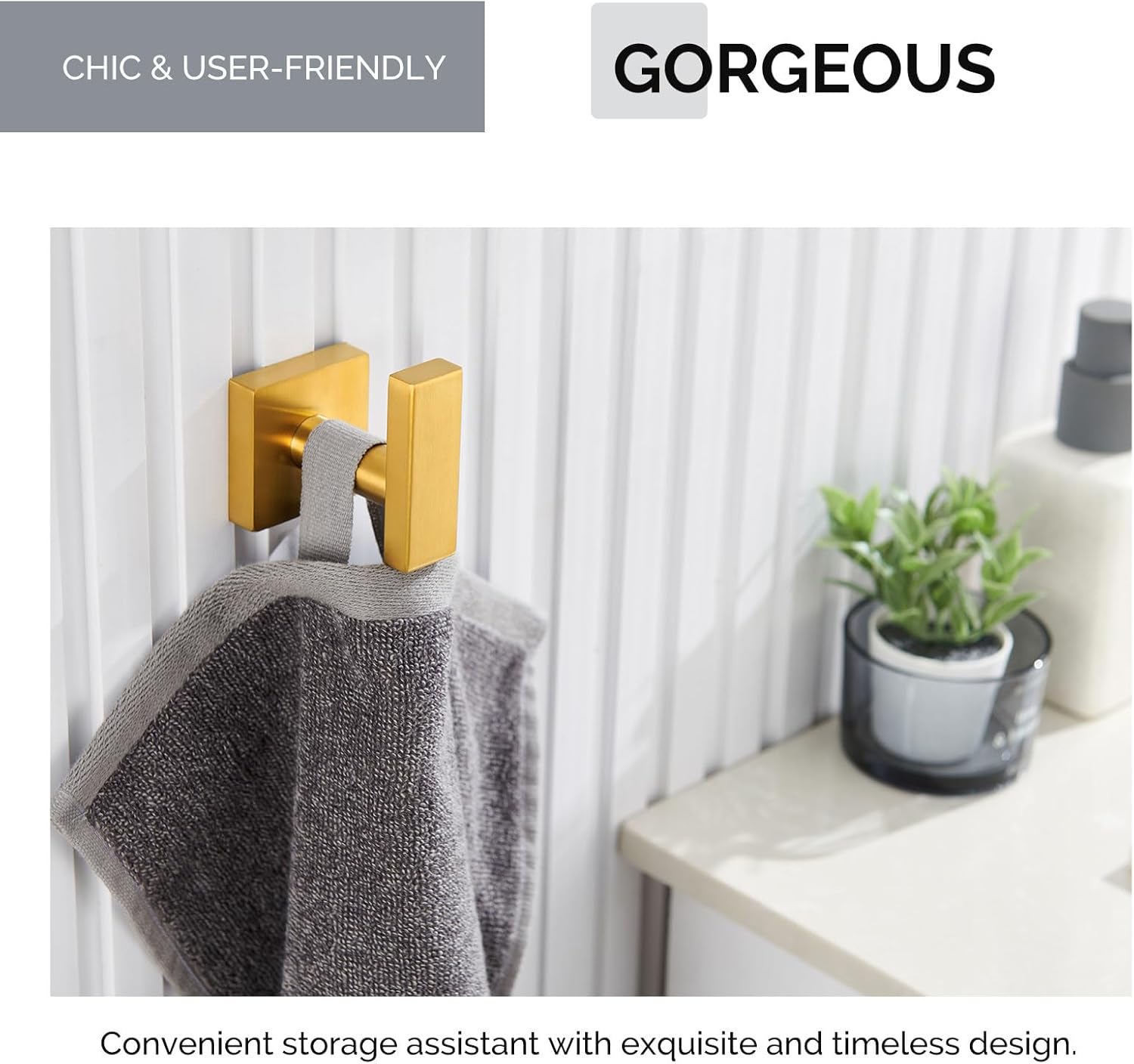 Angle Simple Towel Hook for Bathroom, SUS 304 Stainless Steel Robe Coat Hook for Wall, Hand Towel