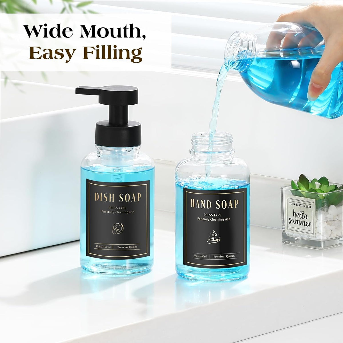 Luxspire Foaming Soap Dispenser, Glass Foam Pump Soap Dispenser, Non-Slip Hand Soap Dispenser with