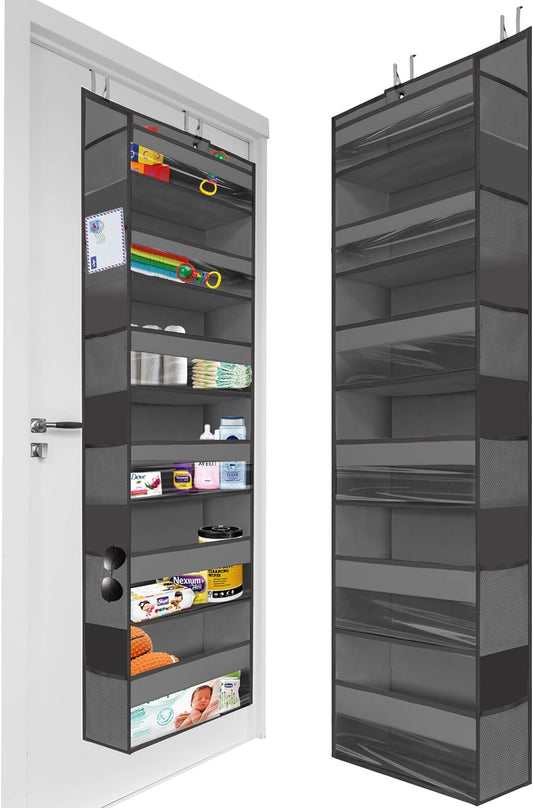 HOMELUX THEORY 1PC Heavy Duty Over the Door Organizer 55x14x6.7, 6 Large Front & 12 Side Pockets