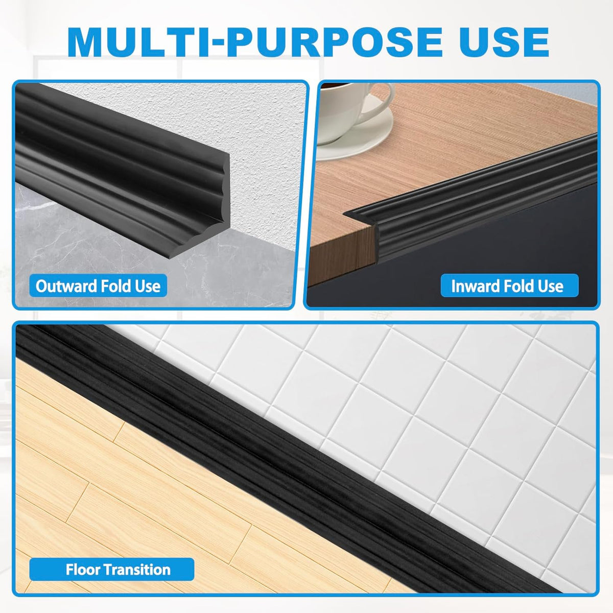 Wall Corner Protector Peel and Stick Corner Trim Molding Flexible Inside & Outside Wall Edge Guard
