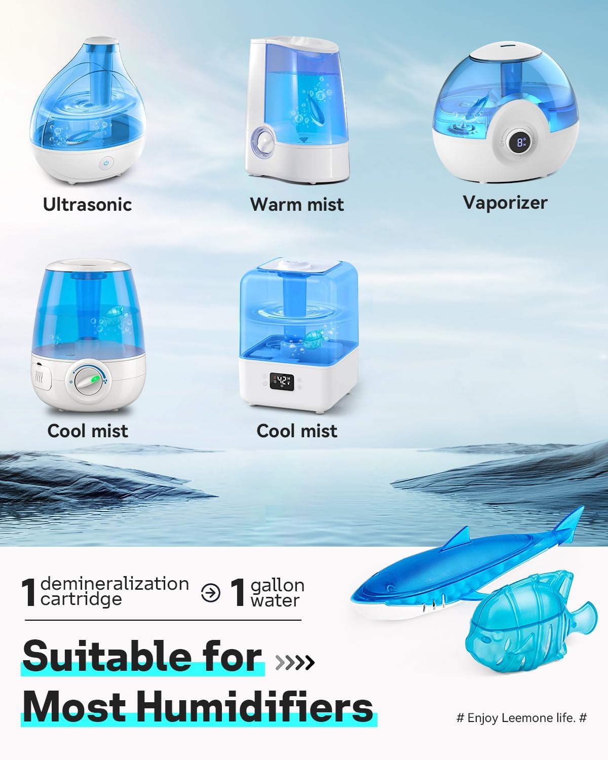 Leemone Humidifier Cleaner Float Shark & Fish -Humidifier Accessories Compatible with All