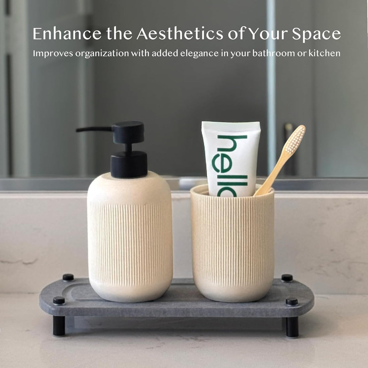 2PCS Water Absorbing Stone Soap Tray for Kitchen Bathroom Sink, Quick Dry Diatomaceous Earth Drying