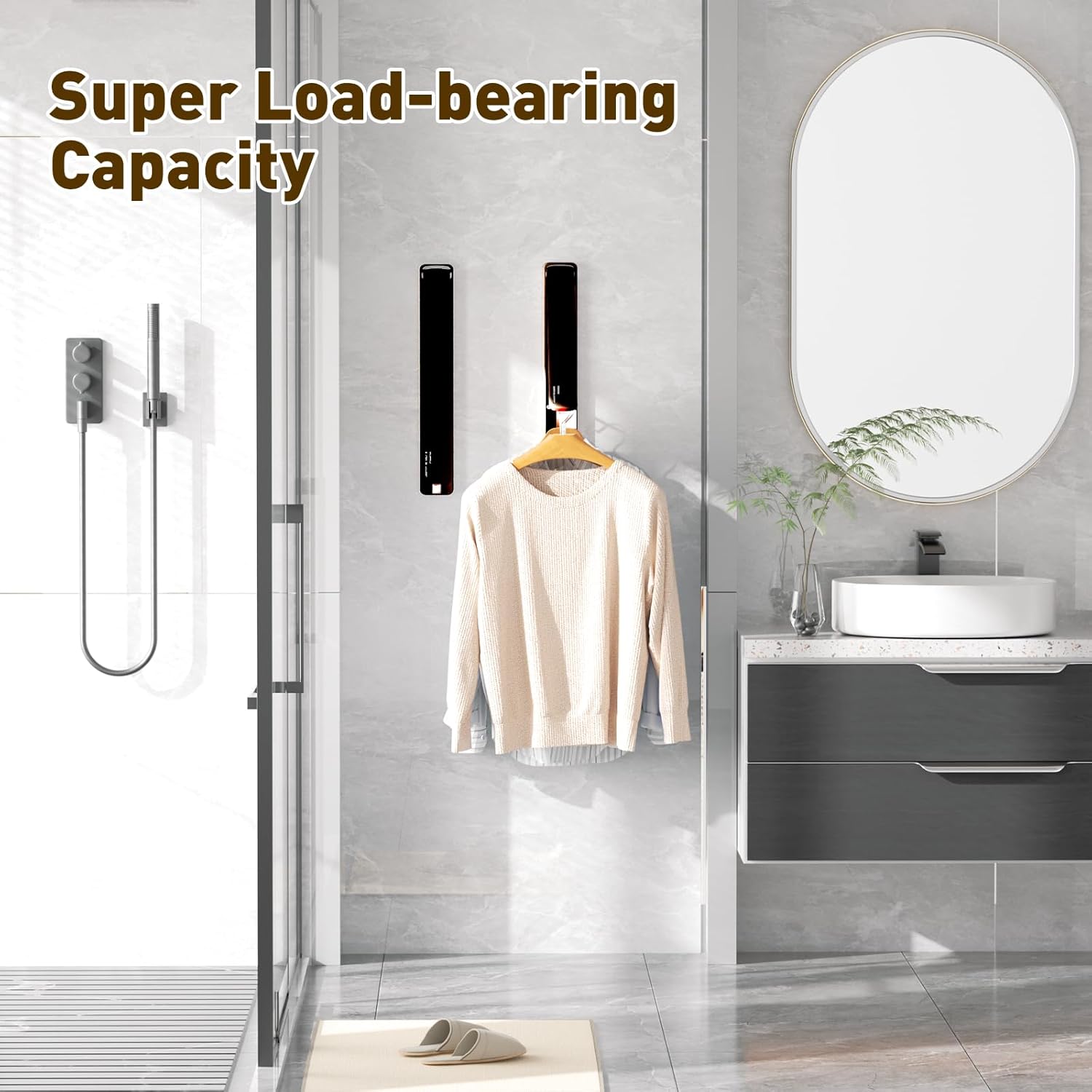 Clothes Drying Rack, Laundry Room Wall Mounted Retractable Clothes Hanger Drying Rack, Laundry