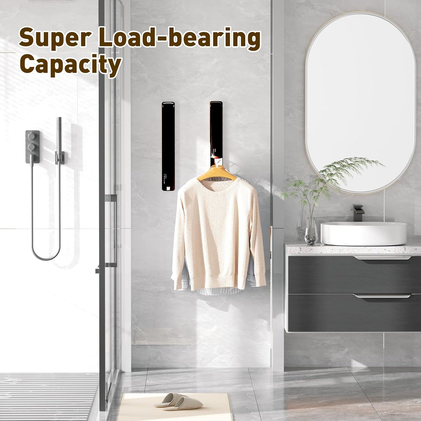 Clothes Drying Rack, Laundry Room Wall Mounted Retractable Clothes Hanger Drying Rack, Laundry