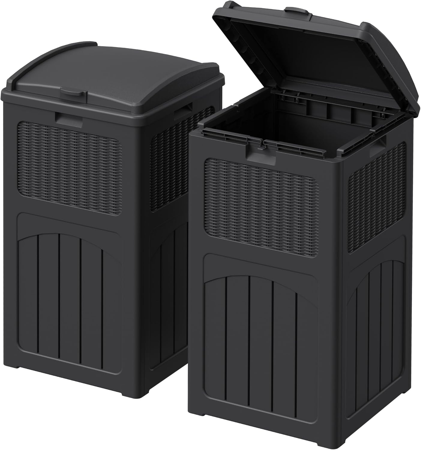 Devoko 33 Gallon Outdoor Trash Can with Dual Lid, Heavy Duty Waterproof Resin Garbage Bins Outside
