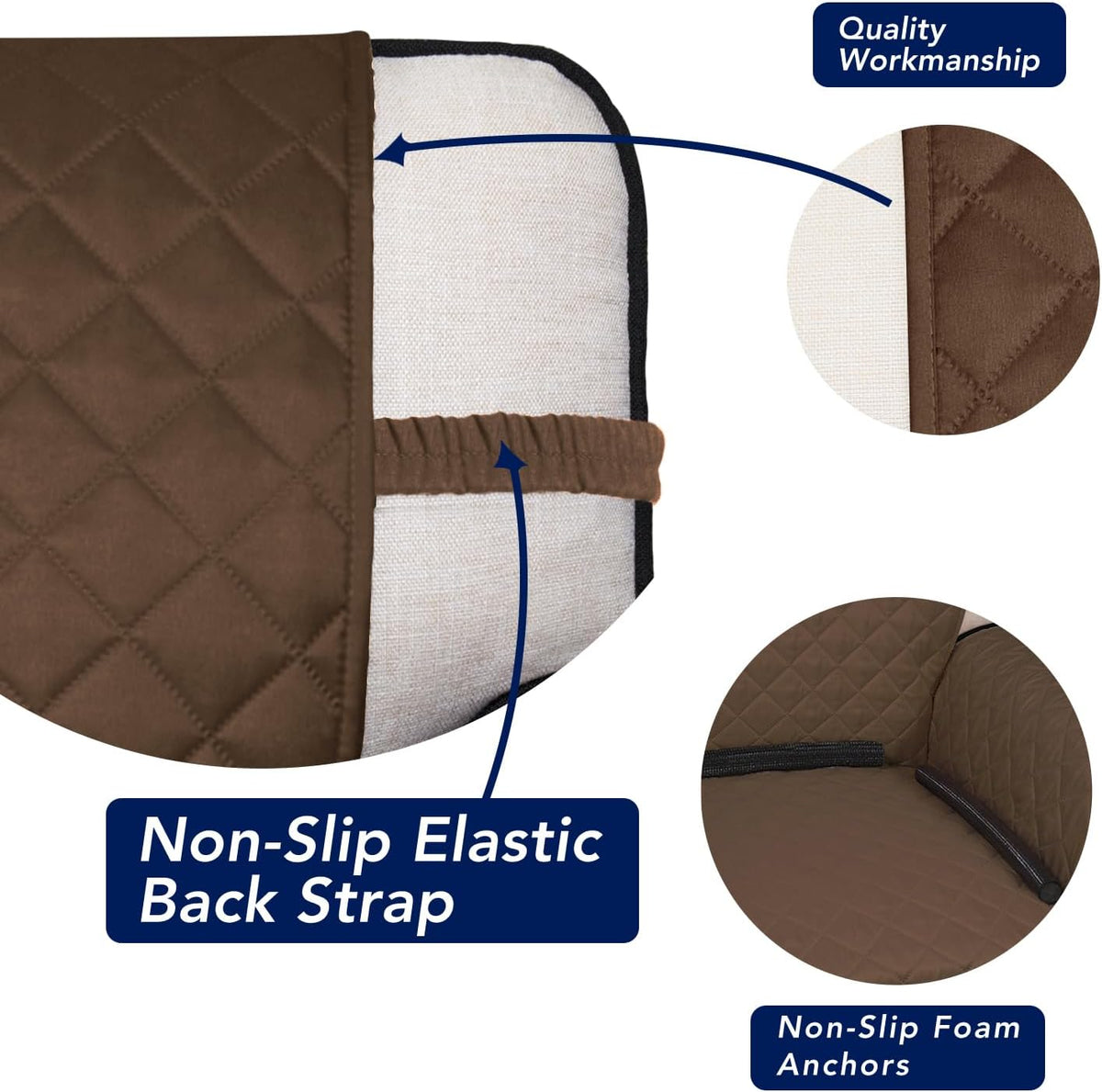 PureFit Reversible Quilted Sofa Cover, Water Resistant Slipcover Furniture Protector, Washable