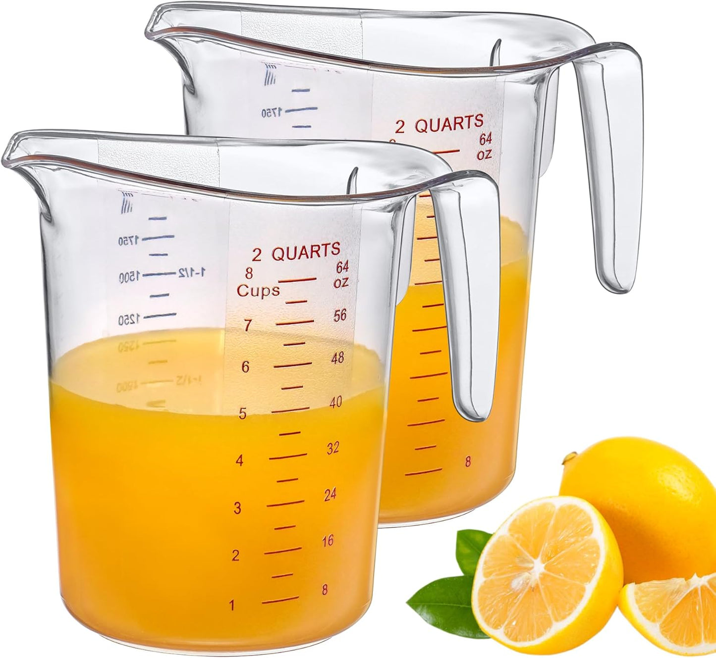 Amazing Abby - Melissa - 64-Ounce Plastic Measuring Pitcher (2-Pack), 8-Cup (2-Quart) Food-Grade