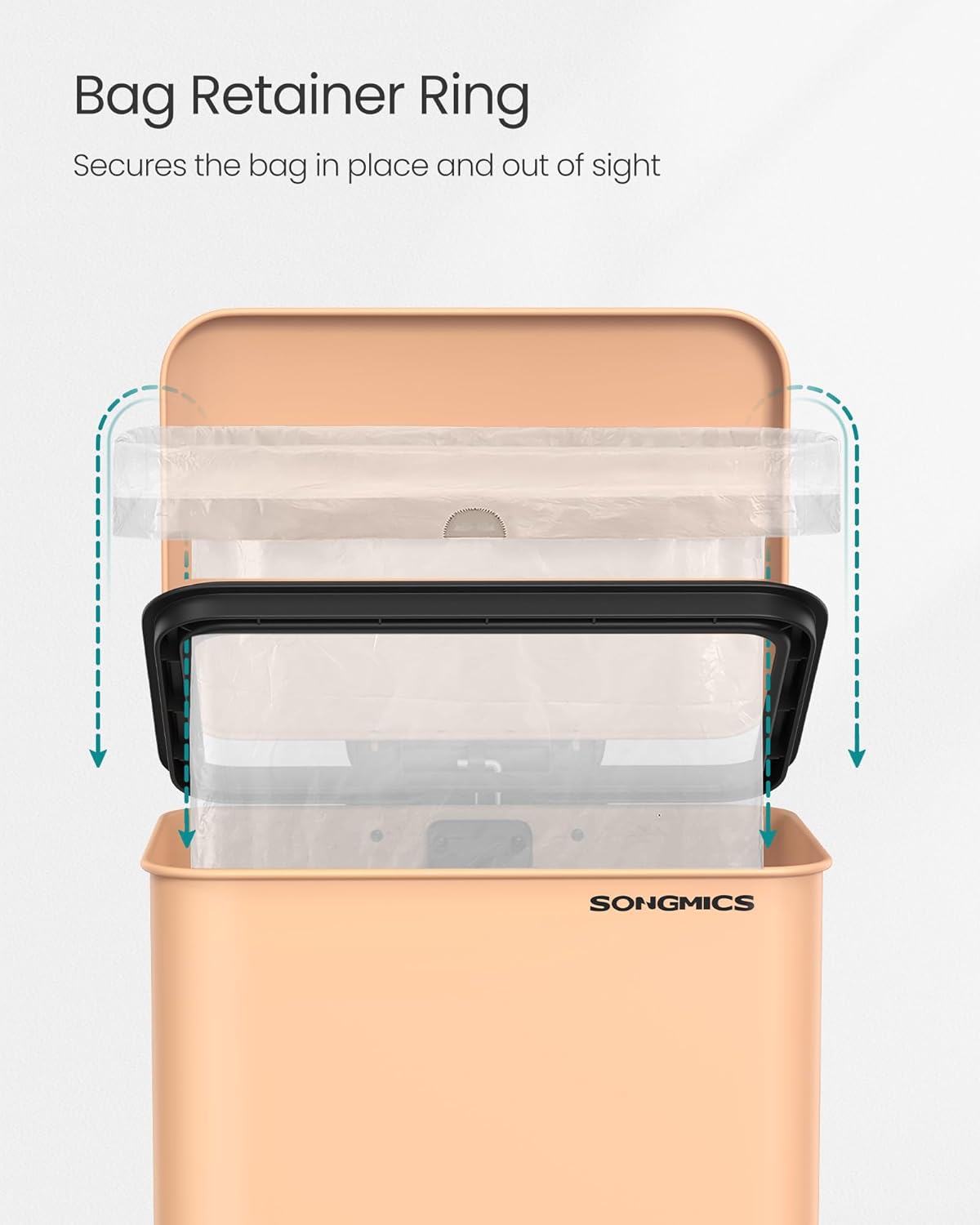 SONGMICS Kitchen Trash Can, 10.5 Gallon (40 L) Garbage Can, Large Step Trash Bin with Lid