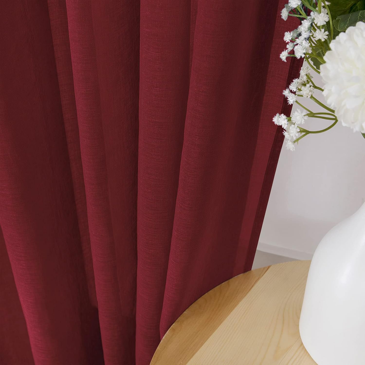 Tollpiz Short Sheer Curtains Linen Textured Bedroom Curtain Sheers Light Filtering Rod Pocket Voile