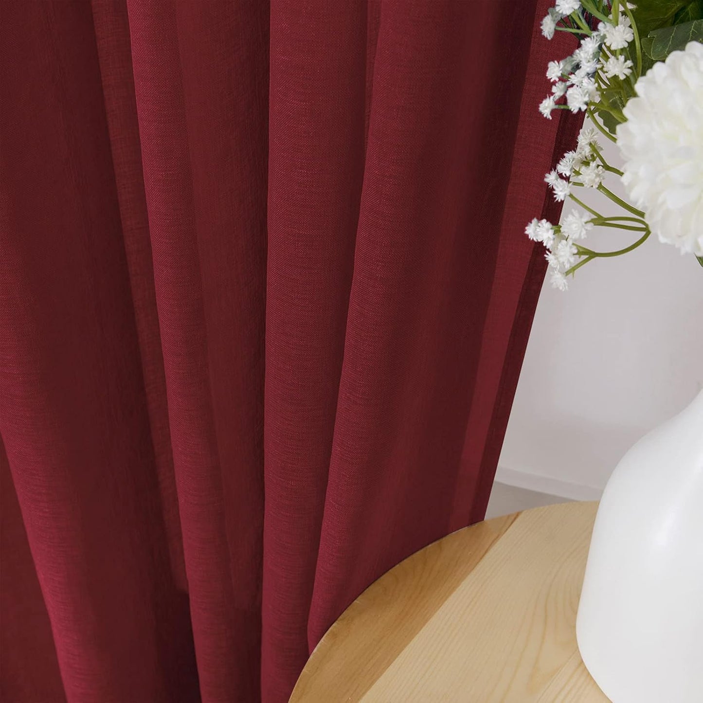 Tollpiz Short Sheer Tier Curtains Linen Textured Half Kitchen Curtain Sheers Light Filtering Rod