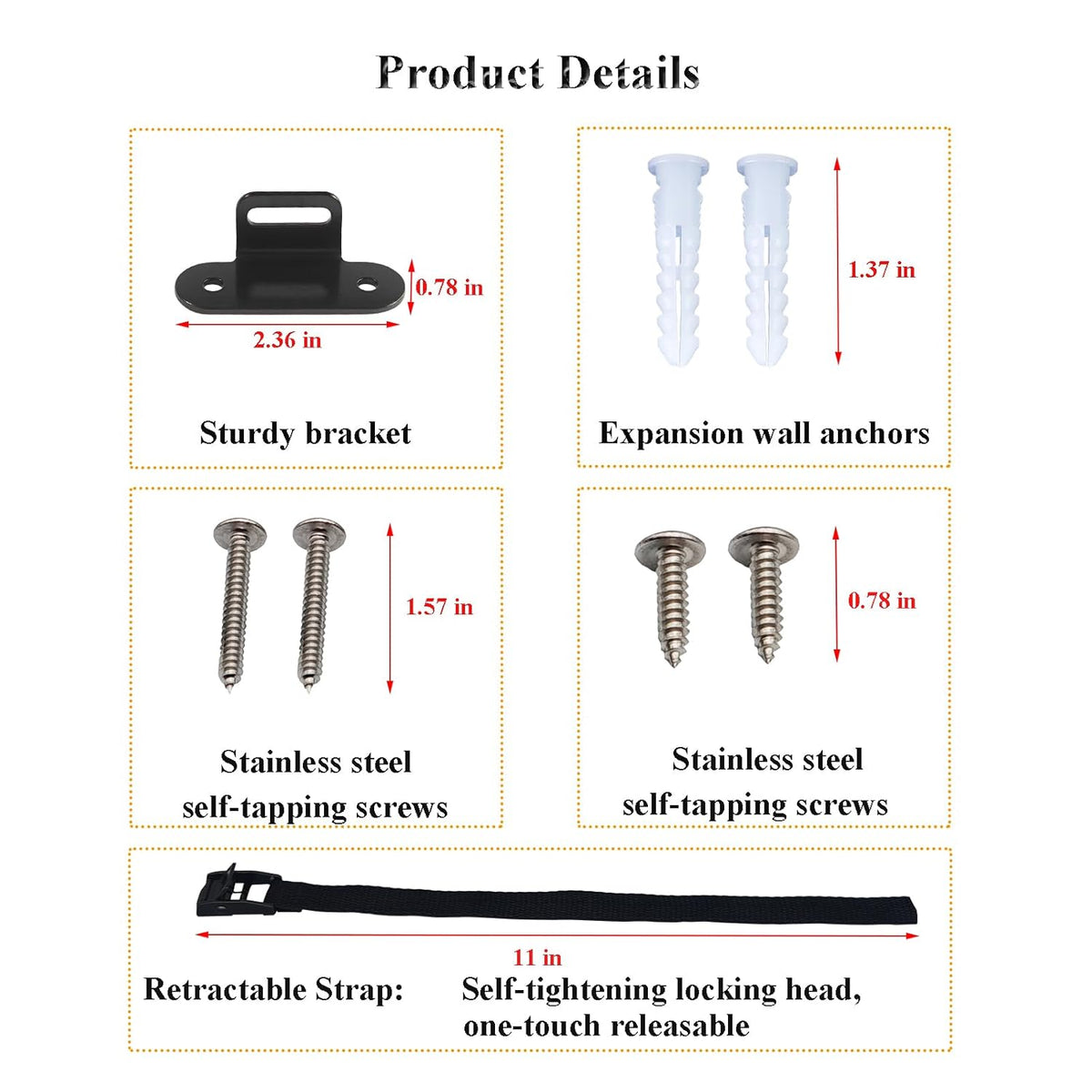 Anti Tip Furniture Anchors (2 Sets),Heavy Duty Furniture Wall Anchor,Adjustable Earthquake
