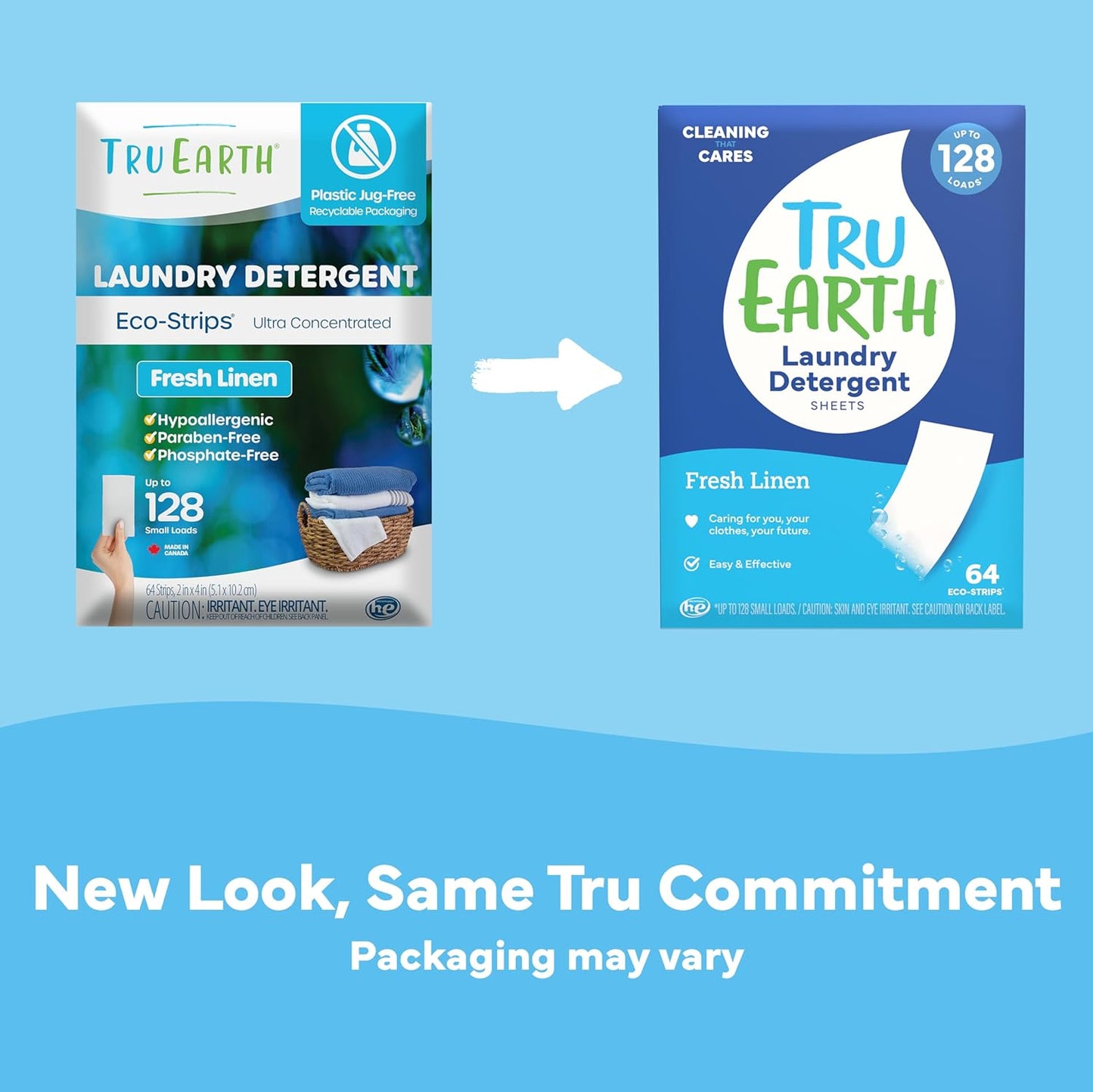 Tru Earth Compact Dry Laundry Detergent - Up to 128 Loads (64 Sheets) - Paraben-Free - Original