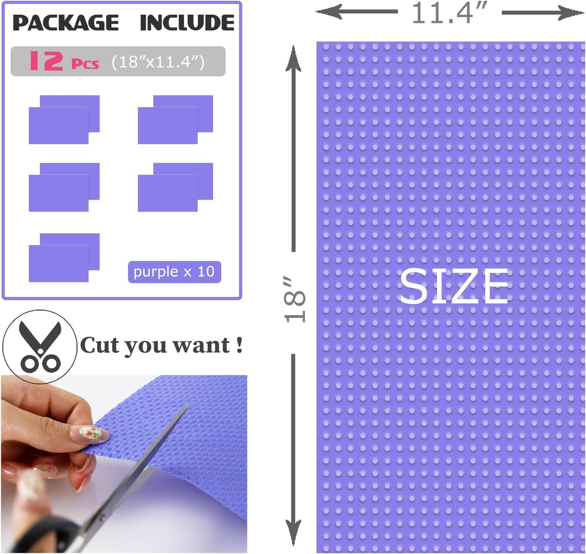 8Pcs Refrigerator Liners, Washable Fridge Liner Mats Covers Pads for Glass Shelf Cupboard Cabinet