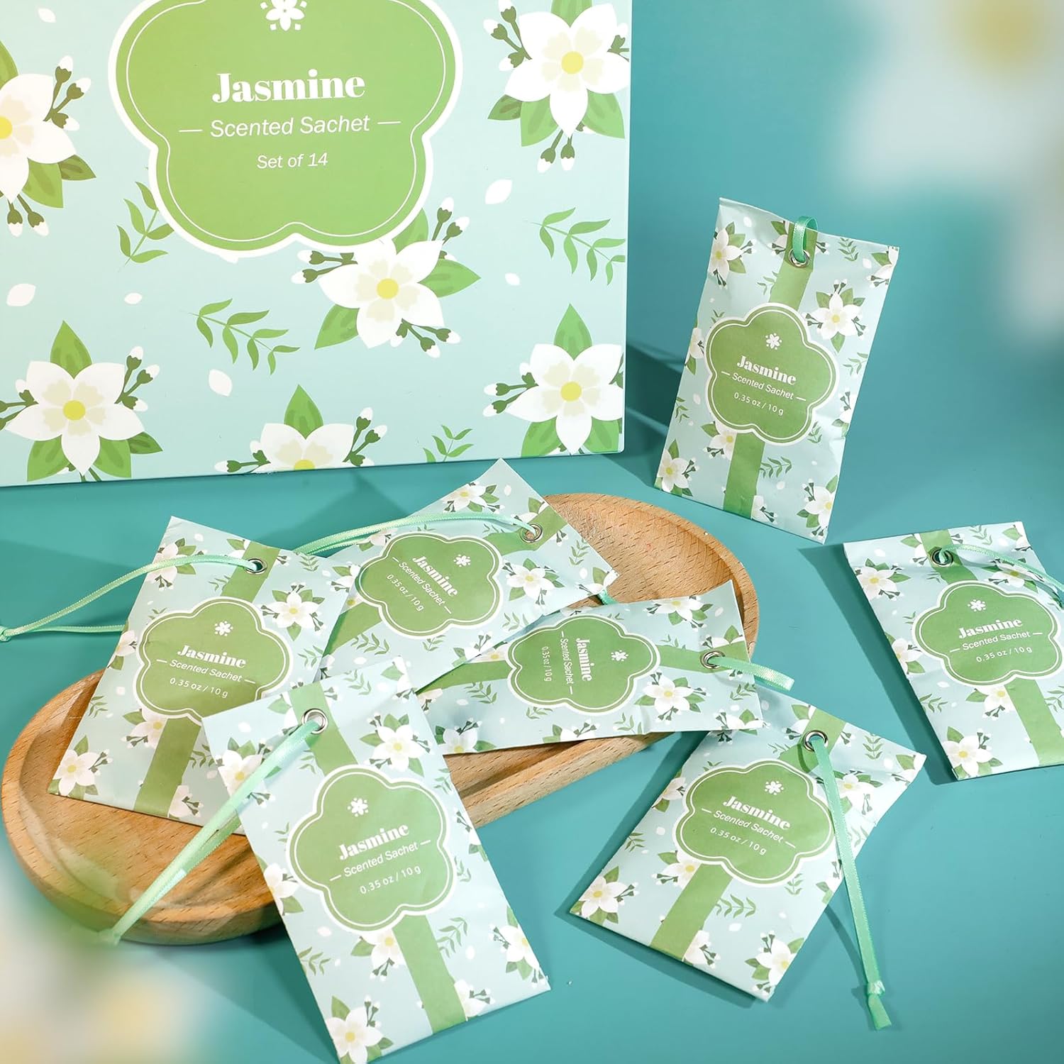 SCENTORINI Scented Sachets for Drawers and Closets, Jasmine Scent 14 Pack, Long-Lasting Sachets