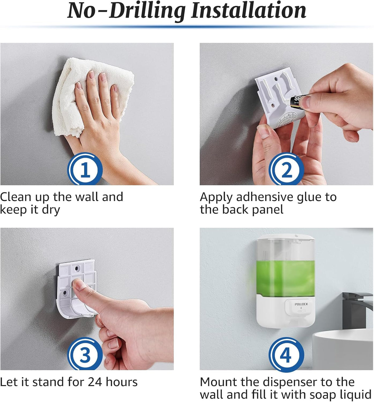 Liquid Soap Dispenser Wall Mounted,Hand Sanitizer Dispenser,Lotion Detergent Container,Dish Wash