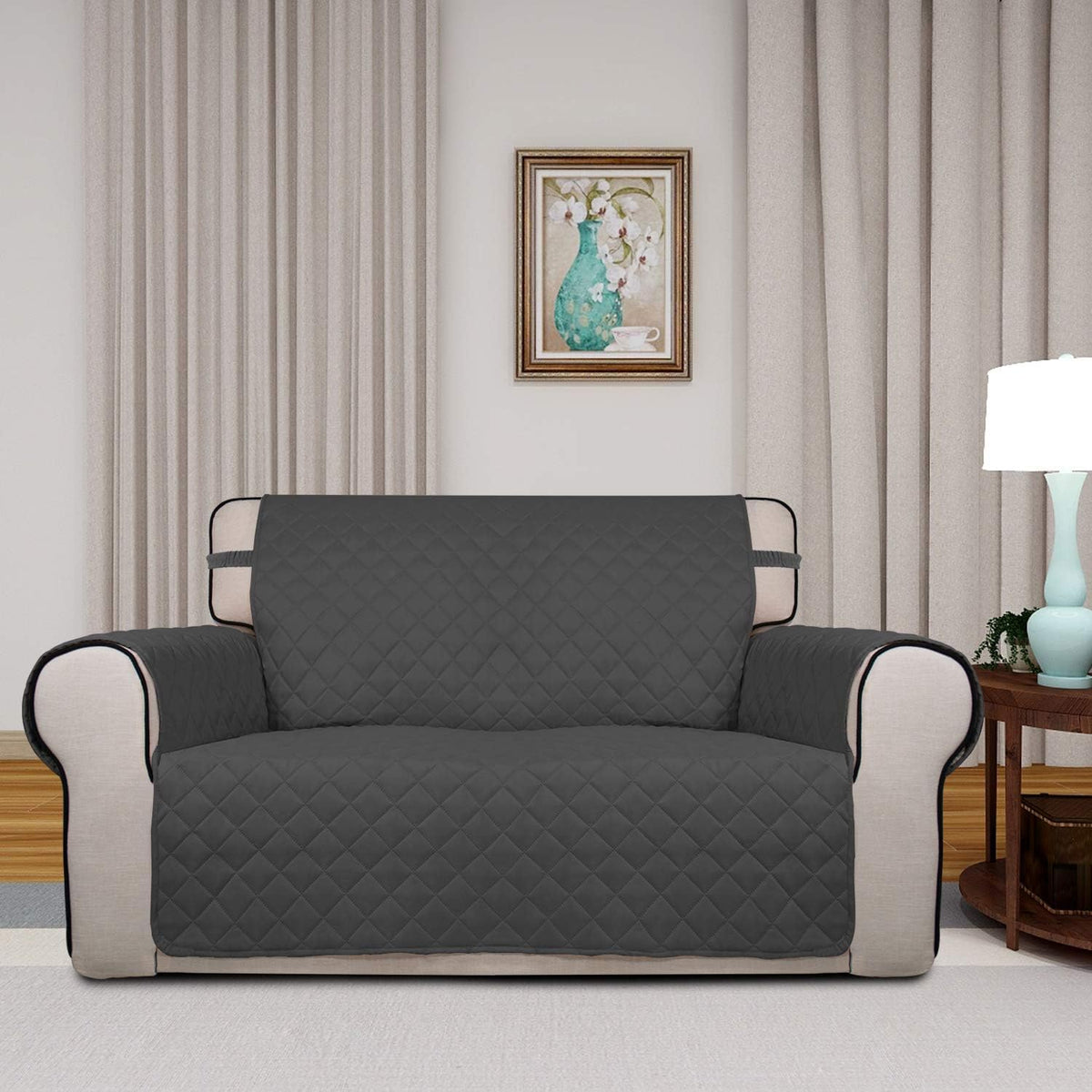 PureFit Reversible Quilted Sofa Cover, Water Resistant Slipcover Furniture Protector, Washable