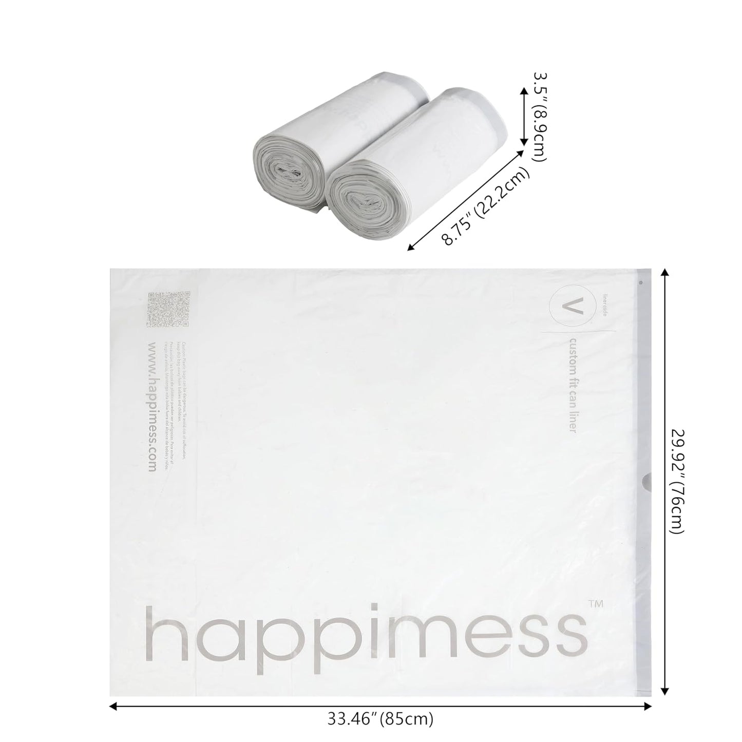 happimess HPM3000V-WHITE 30 Gallon Drawstring Unscented Trash Can Liner for Business Home Kitchen