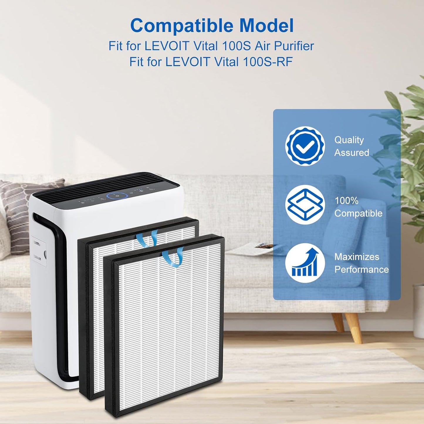 Vital 100S Replacement Filter Compatible with Levoit Smart WiFi Vital 100S Air Puri-Fier, 3-in-1