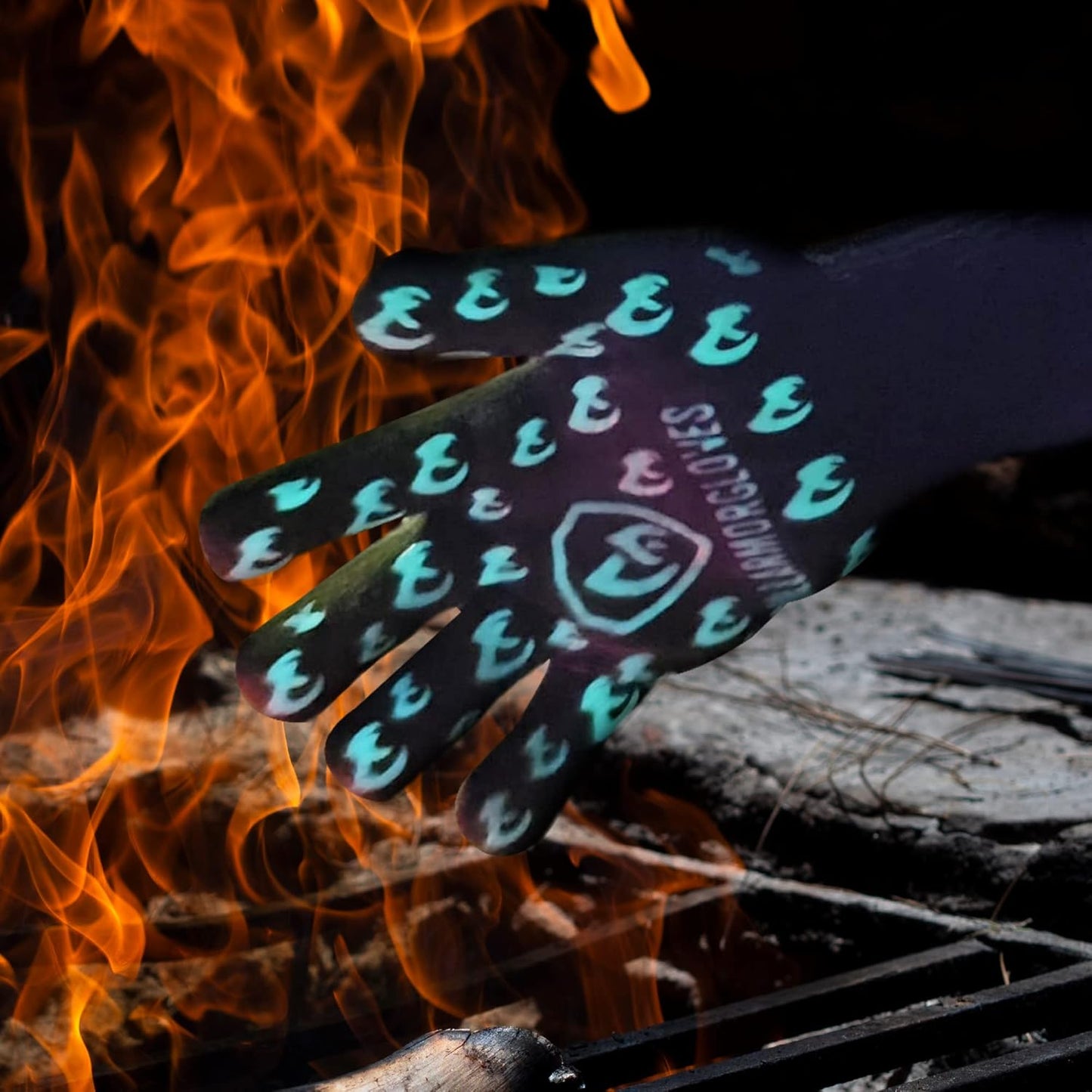 Grill Armor Oven Gloves 932°F Extreme Heat & Cut Resistant Oven Mitts with Fingers for BBQ