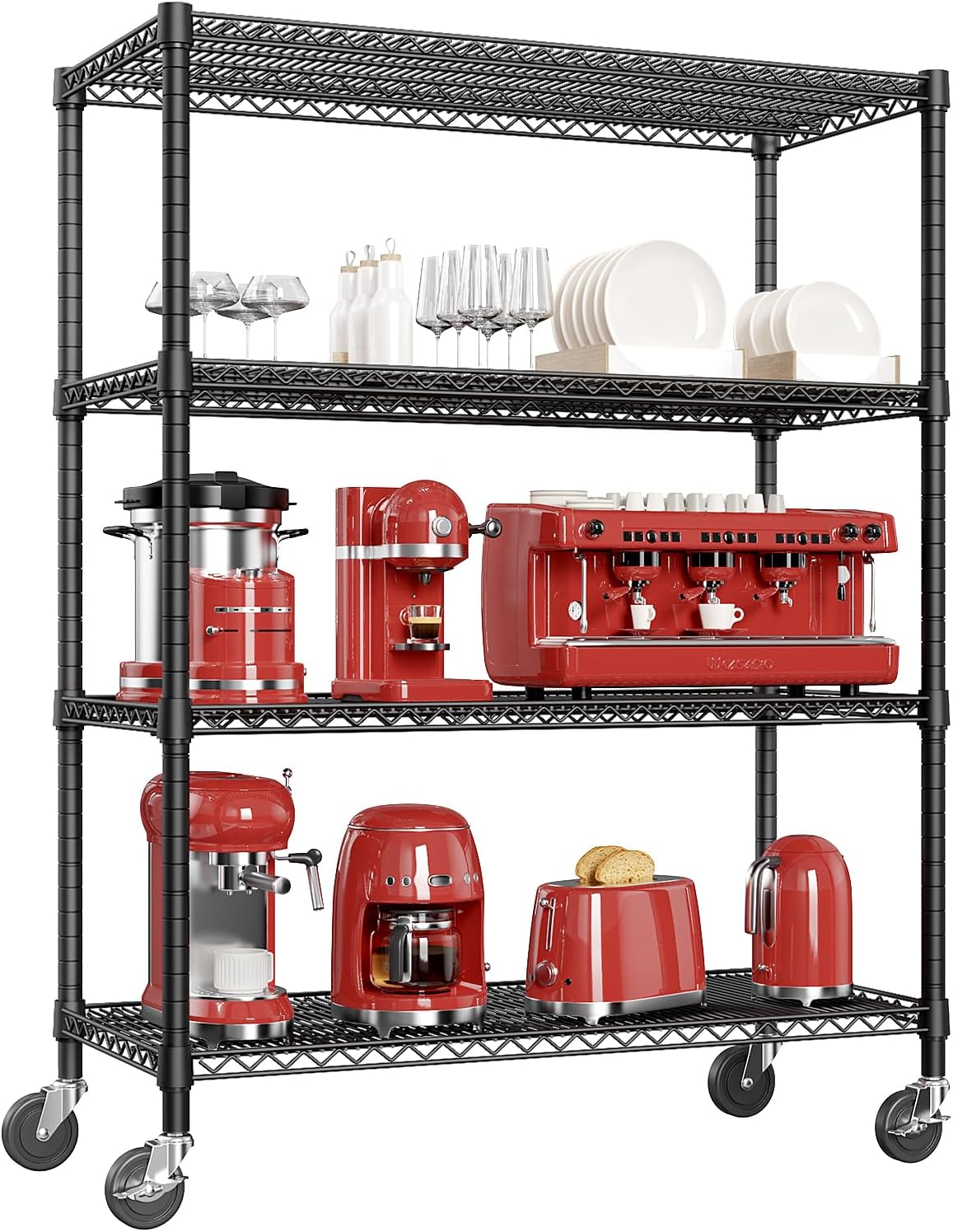 IZEUK Garage Shelving Wide Storage Shelves 4 Tier Metal Shelves 3200 LBS Heavy Duty Adjustable