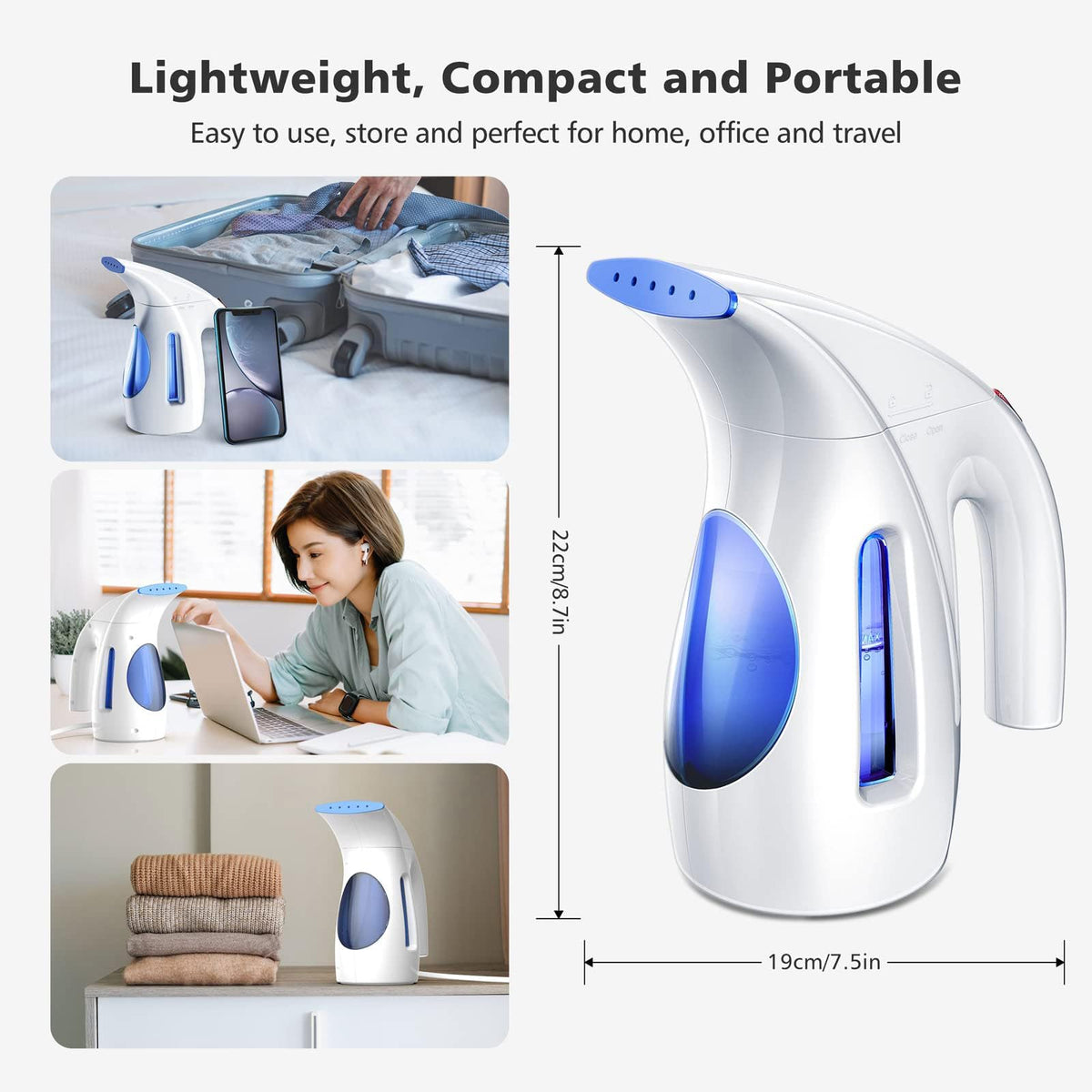 HiLIFE Steamer for Clothes, Portable Handheld Design, 240ml Big Capacity, 700W, Strong Penetrating