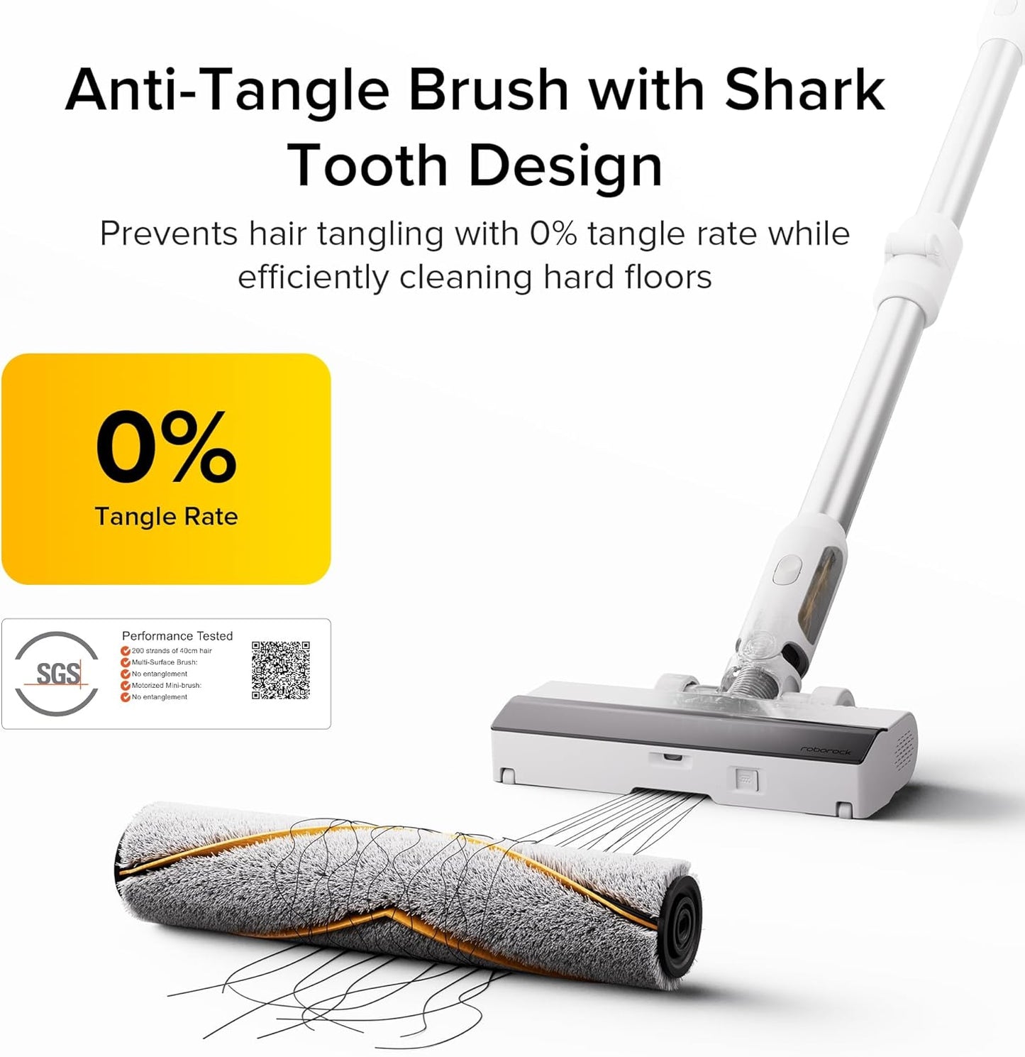 roborock H60 Cordless Stick Vacuum Cleaner, 115AW Suction Power, 60-Min Runtime, 90° Bendable Tube