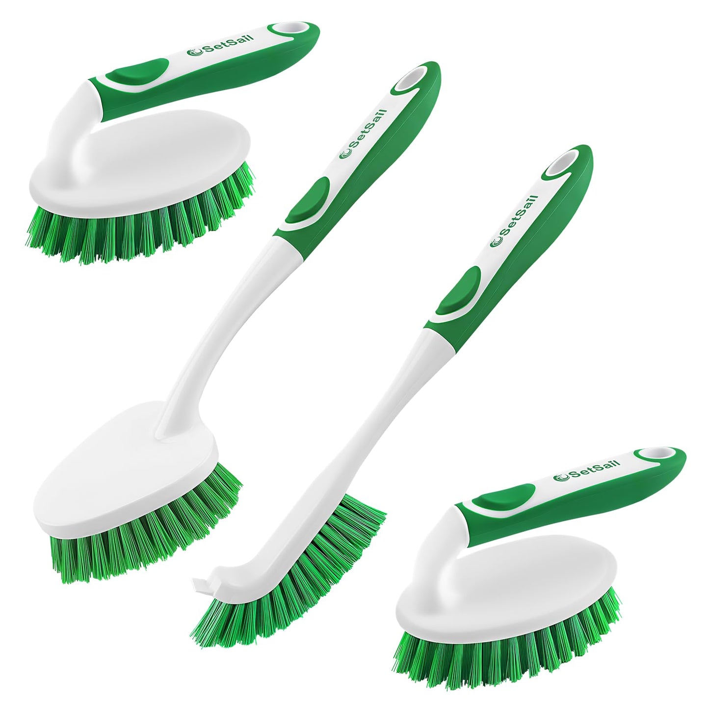 SetSail four-piece green scrub brush set