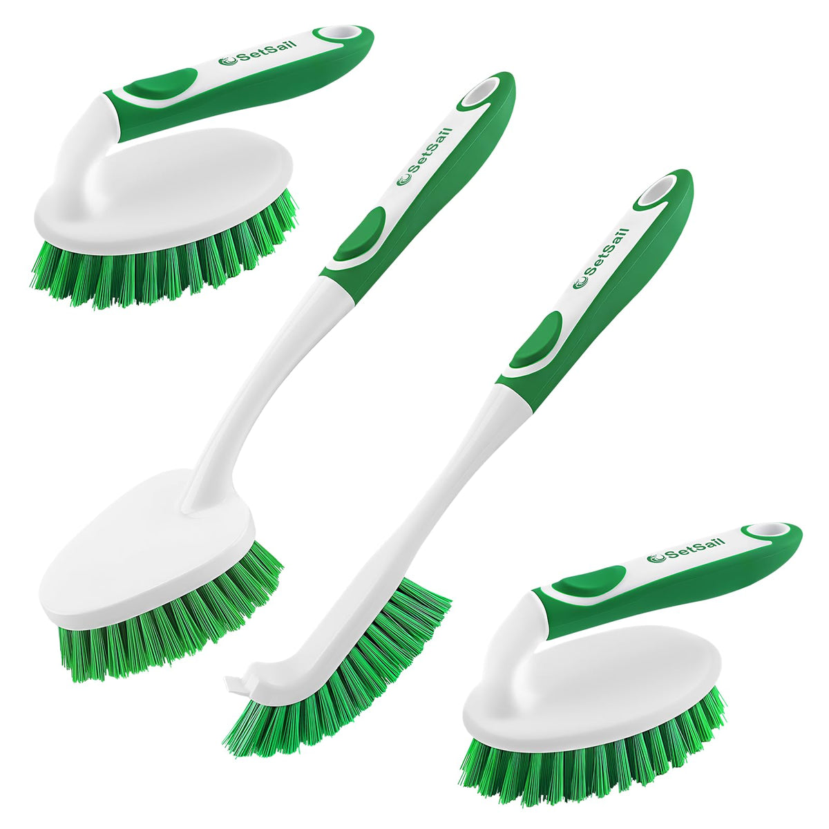 SetSail four-piece green scrub brush set