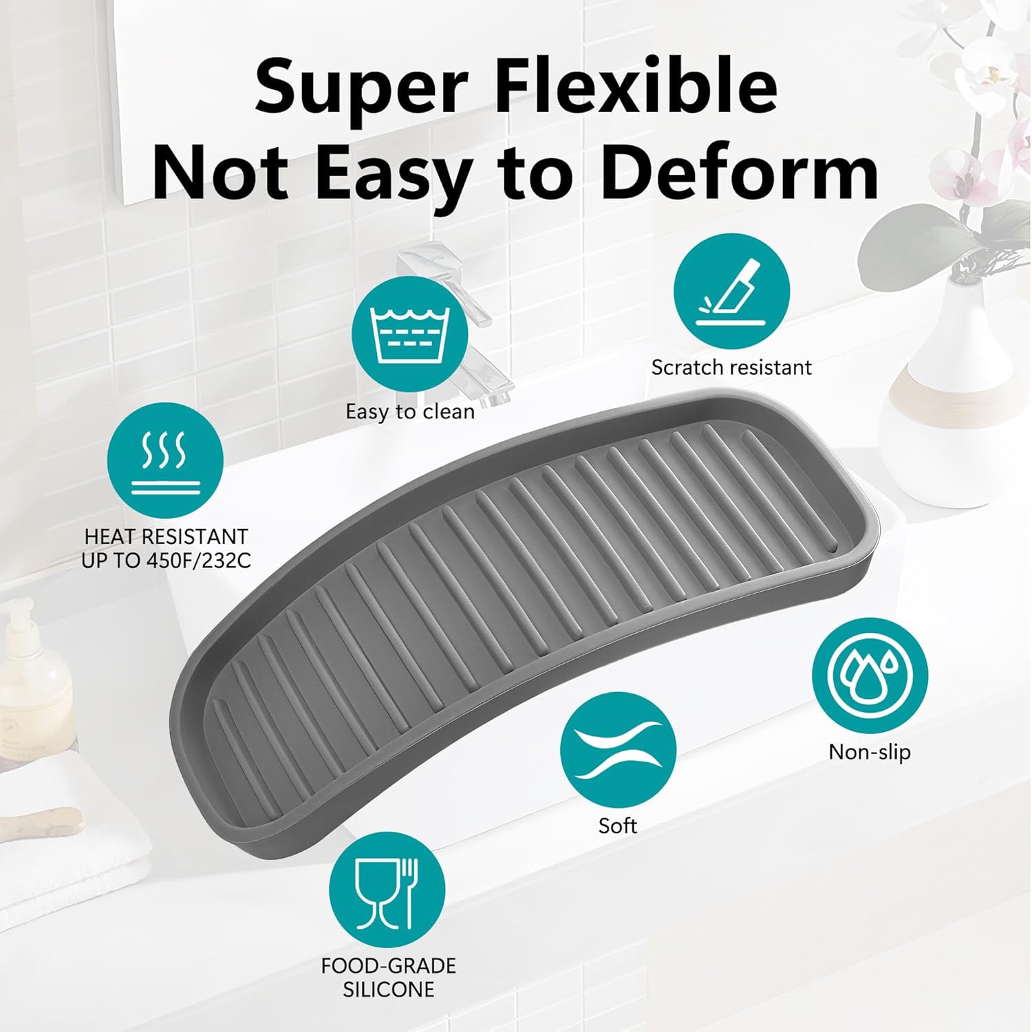 Silicone Sponge Holder - Dish soap Holder for Kitchen Counter 2 Pack, Waterproof Sponge soap Tray