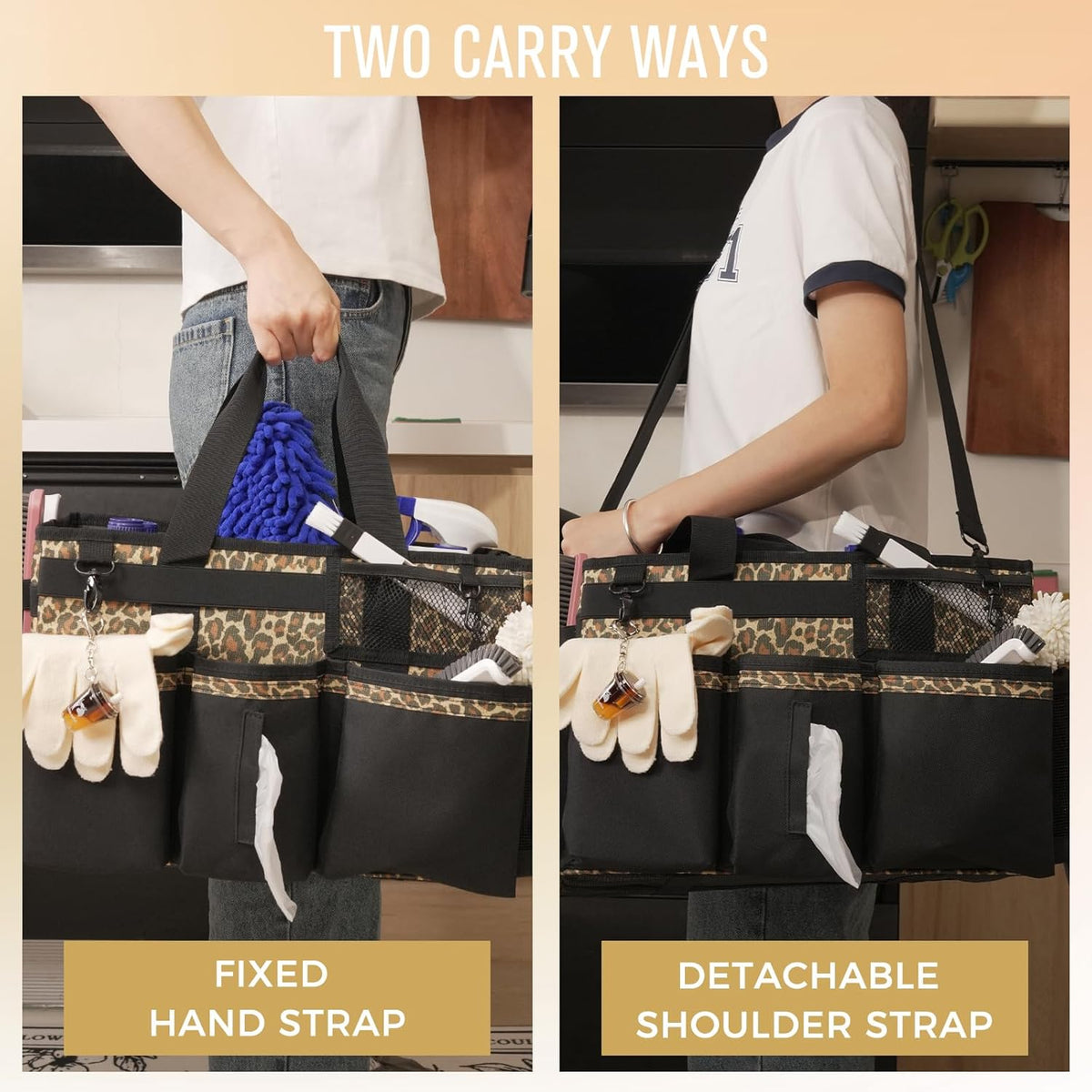 Wearable Cleaning Caddy, Cleaning Caddy Supplies Organizer with Handle & Shoulder Straps for