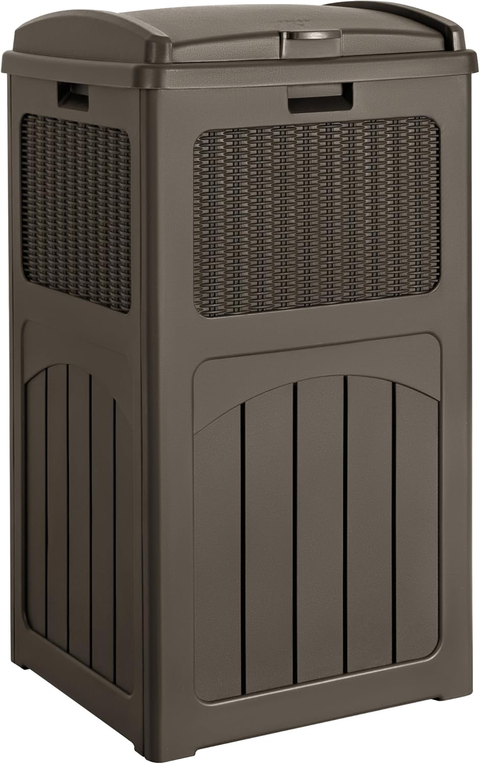 Devoko 33 Gallon Outdoor Trash Can, Hideaway Garbage Bins with Tiered Lid, Waterproof Resin Outside