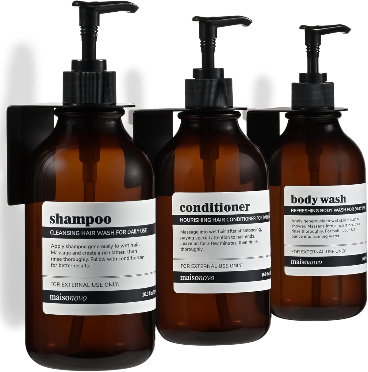 MaisoNovo Shampoo and Conditioner Dispenser - Shower Soap Dispenser Wall Mounted - 16.9 fl oz Set