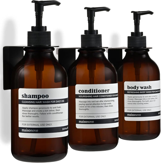 MaisoNovo Shampoo and Conditioner Dispenser - Shower Soap Dispenser Wall Mounted - 16.9 fl oz Set