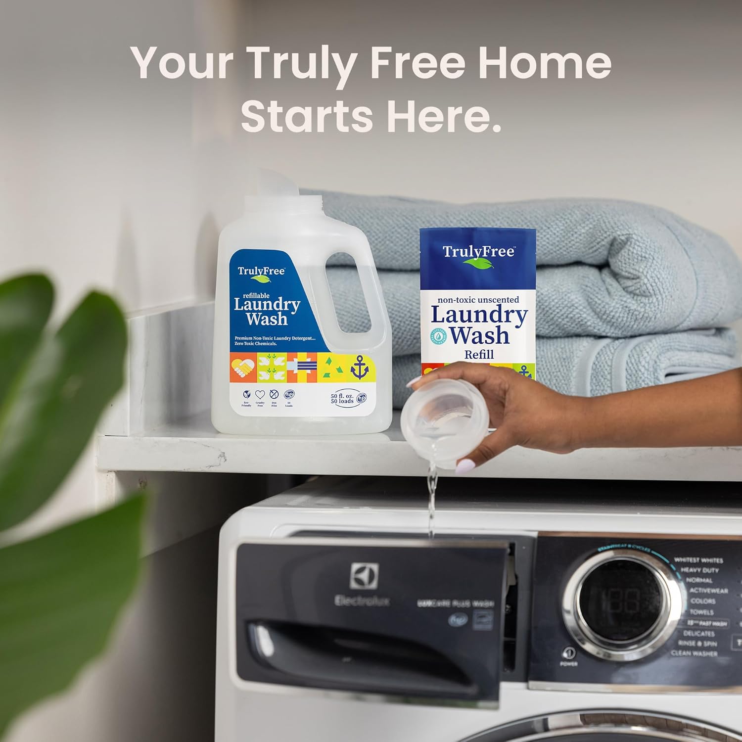 Truly Free Laundry Wash Detergent for Sensitive Skin, Gentle & Safe for Baby Clothes | Plant-Based